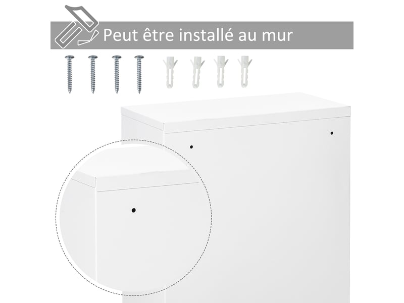  Armoire à pharmacie 2 étagères 3 niveaux verrouillable dim. 40l x 18l x 60h cm blanc 2 clés métal  - Conforama R