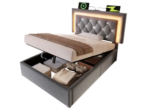 Lit coffre 90x200 cm VIVRYN coloris gris
