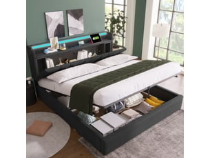 Lit coffre 140x190/200cm <strong></strong> <strong></strong> coloris gris