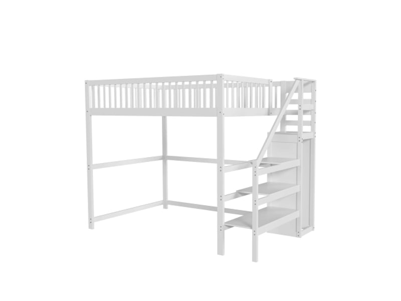  Lit mezzanine 140x200 cm coloris blanc bois massif lit enfant blanc - Conforama A