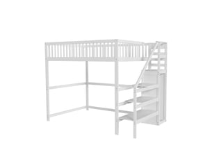 Lit mezzanine 140x200 cm <strong>MERAX</strong>  <strong>lit enfant blanc</strong> coloris blanc