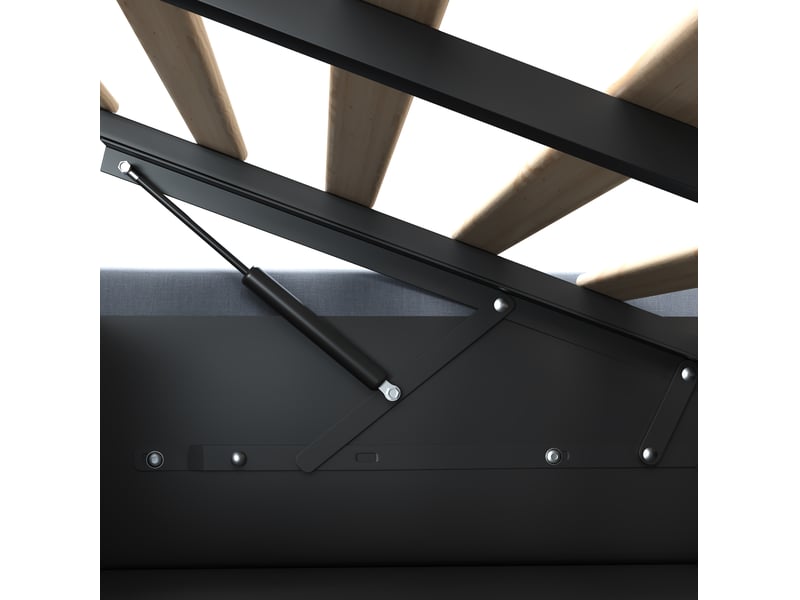 Lit rembourré 180x200 cm en lin et mdf avec led et rangement hydraulique gris chicfurn - Conforama E