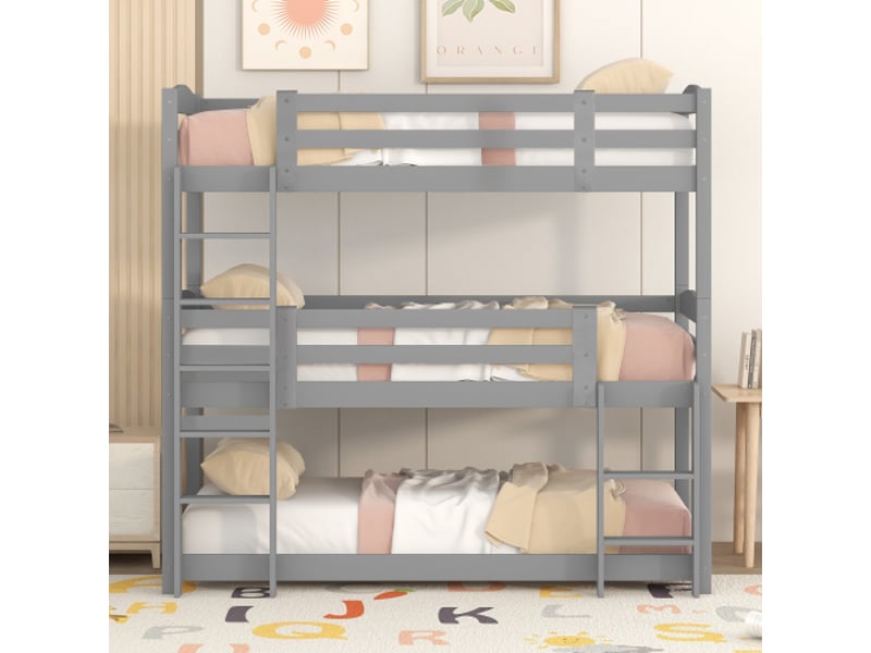 Lit triple 90x200 cm coloris gris pin lit enfant gris - Conforama B