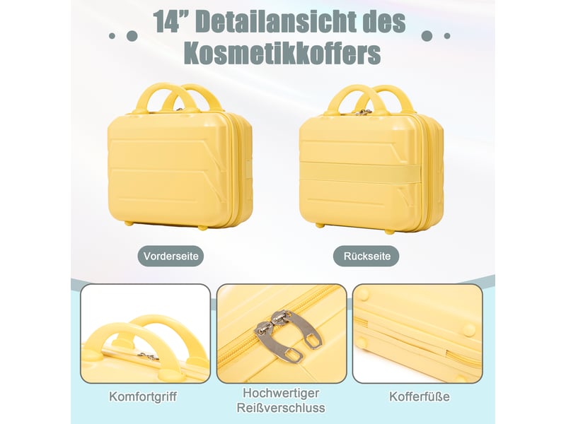 Set de 2 valises rigides,1914 pouces,avec serrure à code,abs,jaune - Conforama D