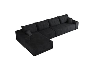 Canapé d'angle, canapé modulable, noir, assise profonde, livré monté, design moderne, 340 cm, pour salon, appartement, chambre