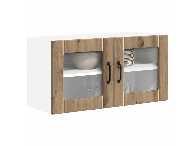 Meuble mural de cuisine, cabinet en verre mural chêne artisanal 80x31x40cm shl1376 - Conforama C