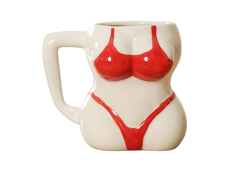 Mug en céramique, silhouette en bikini, rouge, hauteur d’environ 12,2 cm - Conforama A