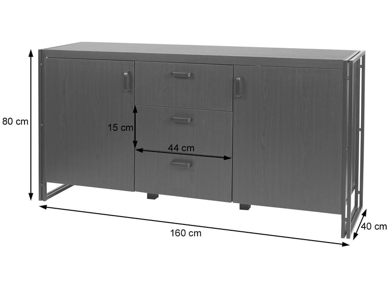 Buffet hwc-a27, commode bahut armoire 80x160x40cm structure 3d - chêne sauvage - Conforama C