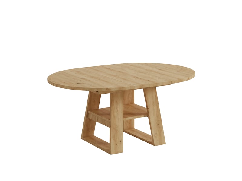  Table à manger extensible ronde 110/150 × 110 cm, teinte chêne  - Conforama A