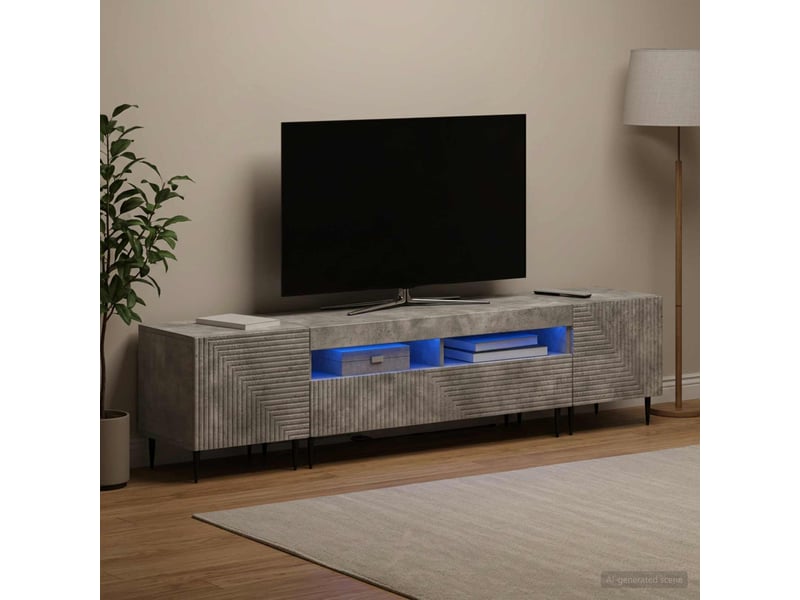 Ensemble de 3 meubles tv led gris béton bois d'ingénierie shl58512 - Conforama B
