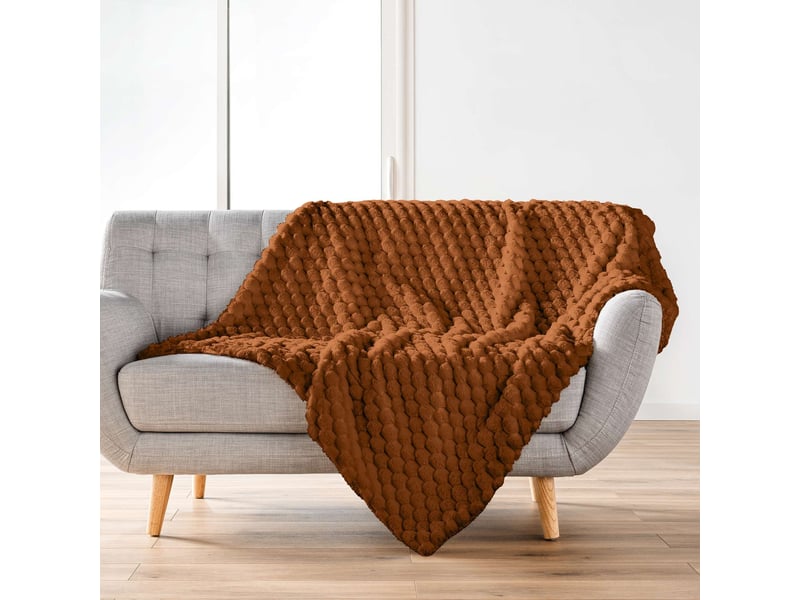  Plaid 125x150 imitation fourruresherpa camel frosty  - Conforama A