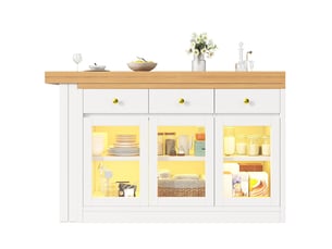 Îlot de cuisine extensible avec led en mdf blanc 120-200x40x75.5 cm - pangivo