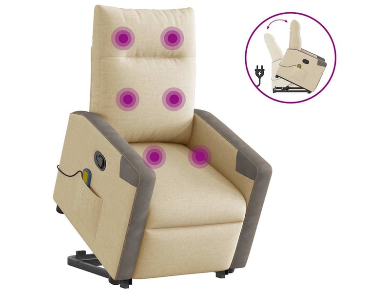 Fauteuil inclinable de massage, fauteuil relax crème tissu shl86537 - Conforama B