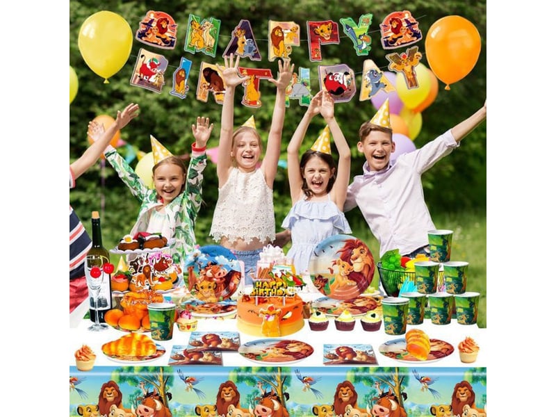  Vaisselle anniversaire roi lion set 66 pieces pour 16 invités 333453_AAAPO16235_6_DROPFR - Conforama B