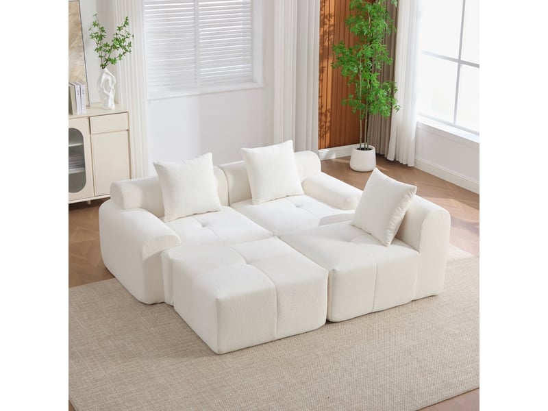  Canapé d'angle modulaire en l 3 places avec pouf - mousse à mémoire de forme sans montage  - Conforama B