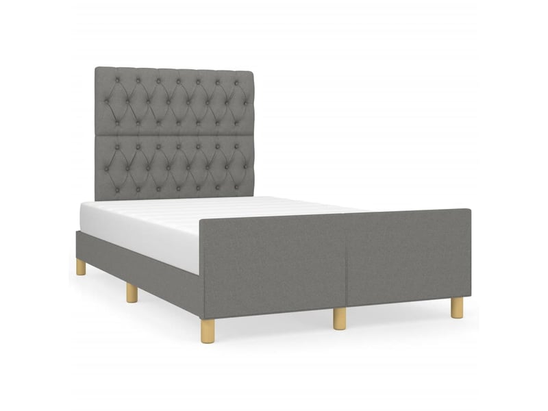 Lit double- lit adulte -  cadre de lit sans matelas gris foncé 120x190 cm tissu  - Conforama A