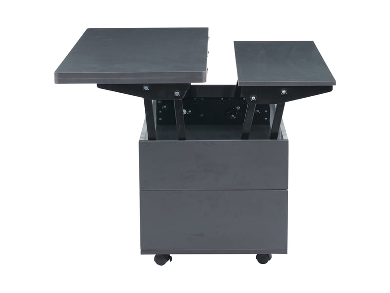  Table basse relevable 100x98x65 cm avec compartiments de rangement cachés, roulettes et tiroirs  - Conforama D