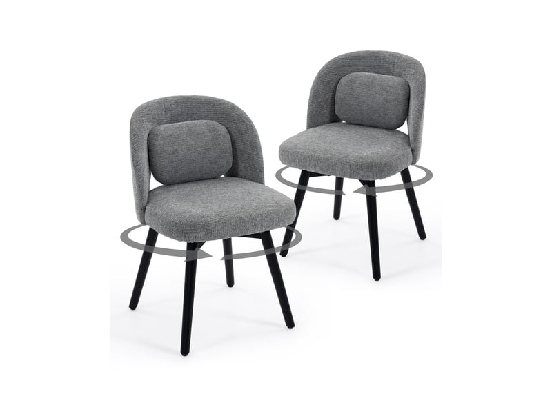  Lot de 2 chaises de salle à manger pivotantes 360° en velours gris 50.5x47x77.5 cm  - Conforama A