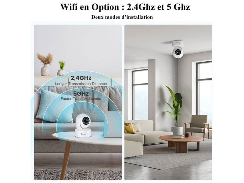  Caméra wifi intérieure ptz 2.5k 4mp vision nocturne couleur 20 m détection humaine audio bidirectionnel  - Conforama B