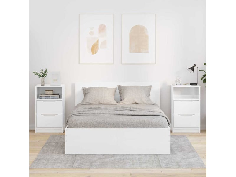  Tables de chevet 2 pièces blanc brillant 40 x 30 x 467 cm  - Conforama B