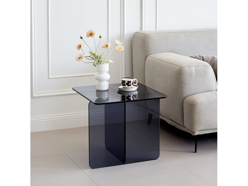  Table d’appoint en verre trempé gris – 45 x 45 x 41 cm  - Conforama B