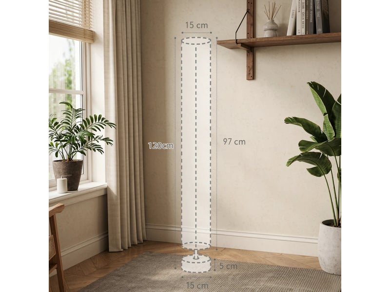 Lampadaire 15 x 15 x 120 cm en bois, lin et métal avec interrupteur au pied gris chicfurn - Conforama D