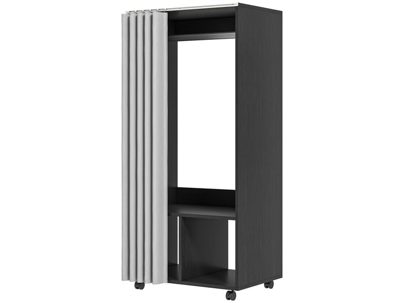  Armoire penderie armoire de rangement mobile avec rideau, panneaux de particules, noir, tringle de suspension  - Conforama B