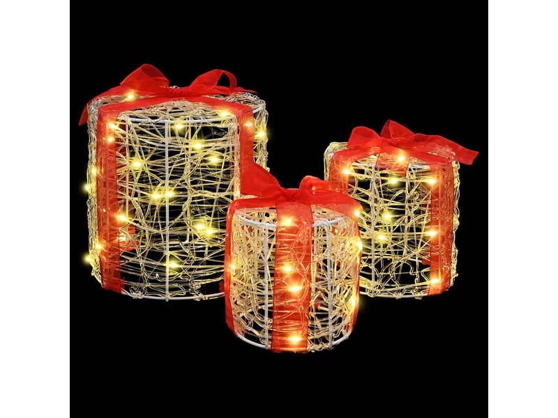  Décoration de boîte cadeau 3 pc blanc chaud 20 x 20 x 21 cm cf61905  - Conforama E