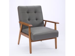 Fauteuil fixe <strong>HAUSS SPOLE</strong> <strong></strong> Cuir / Croûte de Cuir gris vendu A l'unité