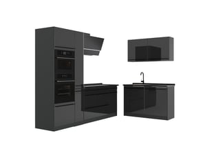 Vicco cuisine en angle, anthracite haute brillanceanthracite, 230 x 120 cm plan de travail anthracite
