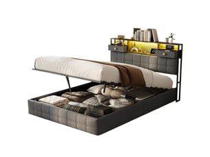 Lit coffre 160x200 cm BURSDANY   coloris gris