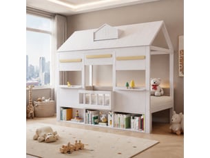 Lit mezzanine 90x200 cm <strong>STILVORA</strong> <strong></strong> coloris blanc