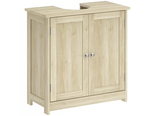 Meuble salle de bain sous lavabo, meuble sous-vasque, placard 2 portes avec étagère, 60x30x60cm, chêne
