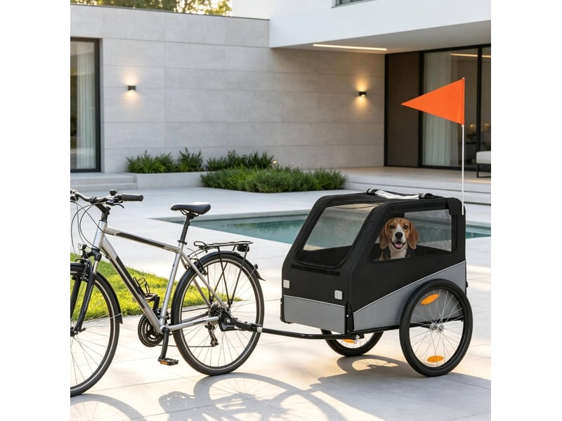 Remorque de vélo 139x72x88 cm pliable métal noir et gris - Conforama C