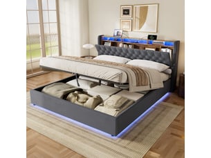 Lit coffre 180x200 cm <strong>TCQPZ</strong>  <strong></strong> coloris gris