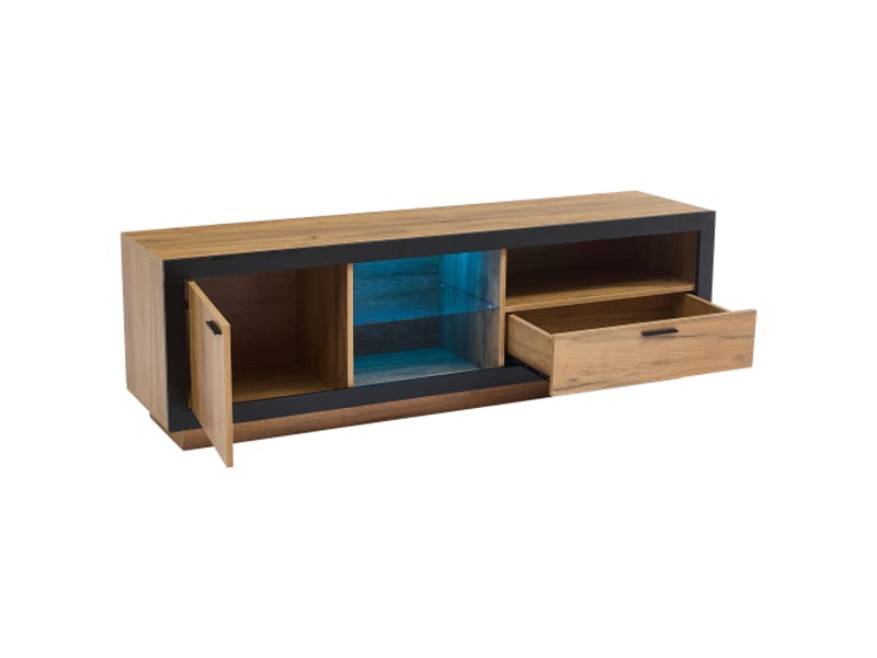  Meuble tv led moderne –  rangements &amp; étagères en verre, meuble multimédia gaming  - Conforama E