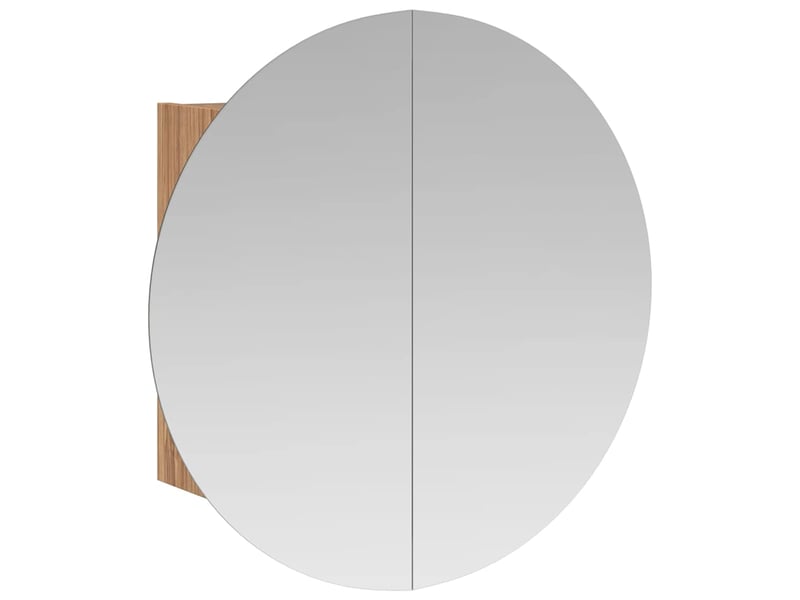  Armoire de salle de bain, meuble de rangement miroir rond et led chêne 40x40x17.5 cm  - Conforama A