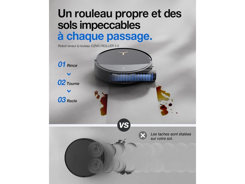  ECOVACS DEEBOT T90S Pro Omni Set Robot Aspirateur Laveur,40000Pa,OZMO Roller 3.0,Anti-Enchevêtrement 40000Pa, OZMO Roller 3.0, YIKO - Conforama B