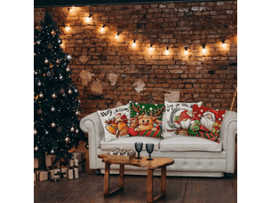 Lot de 4 housse de coussin noël 45 x 45 cm, noël décoratif canapé en coton et lin noël pour canapé lit chambre chaise jardin - couleur noël, blanc