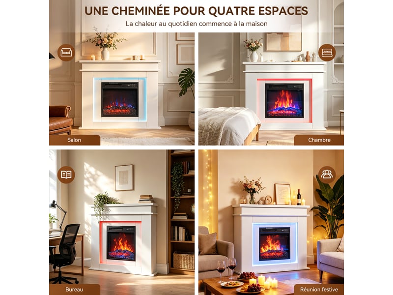  Homavo 18b‑1 : cheminée électrique d’ambiance chauffante, puissance 9001800 w, équipée d’une fonction minuterie et d’une protection contre la surchauffe.  - Conforama C