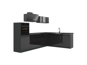 Vicco cuisine en angle, anthracite haute brillanceanthracite, 287 x cm plan de travail anthracite
