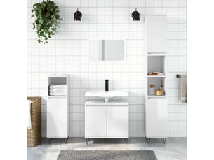 Amoire de salle de bain blanc brillant 58x33x60cm bois d'ingénierie shl4821
