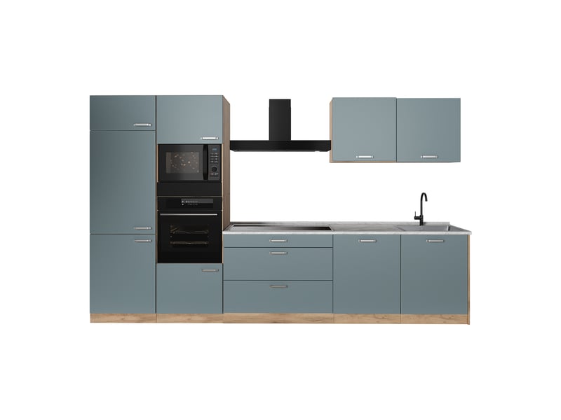  Vicco cuisine, bleu-grischêne doré, 340cm plan de travail marbre  - Conforama A