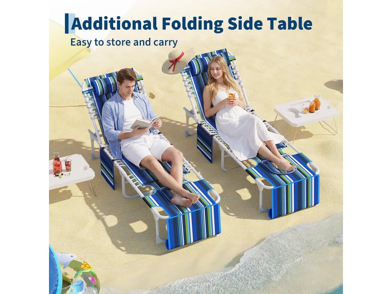  Banc de jardin réglables chaises de plage 3 en 1 pour terrasse– trou pour le visage, table pliante, ,coussin amovible cBc-NehCrufh0YcY - Conforama E