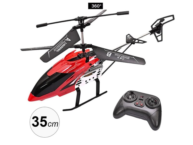  Hélicoptère télécommandé 3,5 ch avec gyroscope - 35 cm - éclairage led - rouge GTK361 - Conforama A