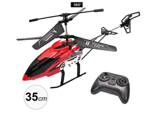 Hélicoptère télécommandé 3,5 ch avec gyroscope - 35 cm - éclairage led - rouge
