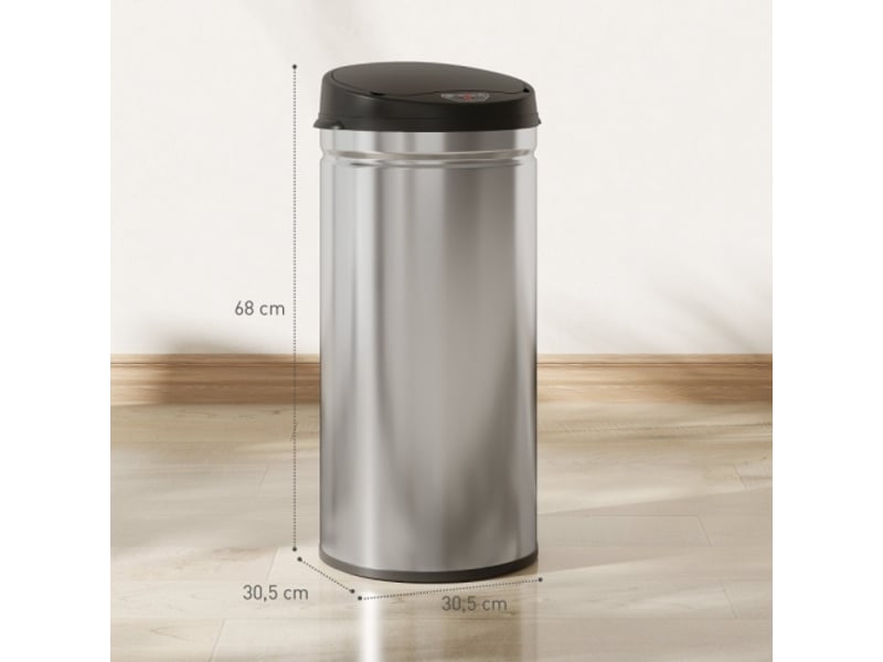 Poubelle à capteur 42 l en inox, sans contact, fermeture douce, pour cuisine hygiénique - Conforama C