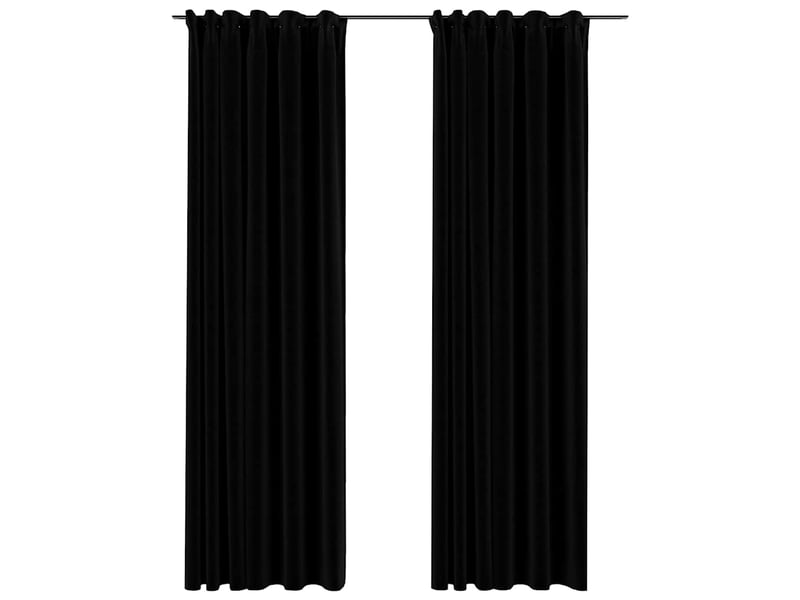  Lot de 2 rideaux occultants, rideaux black-out aspect lin avec crochets noir 140x225cm cf44516  - Conforama A