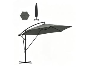 Parasol déporté latéral inclinable 310x310 cm – gris foncé – manivelle, rotation et housse protectrice