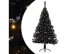 Sapin de noël - arbre de noël artificiel pré-éclairé noir 150 cm pvc